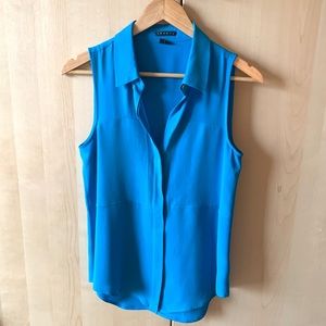 Theory Sleeveless Turquoise Blouse